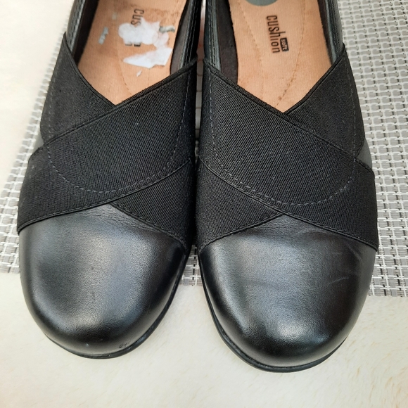 Clarks Medora Jem Stretch Cross Strap Flats Slip On Comfort Loafers 7 Black - Picture 8 of 9